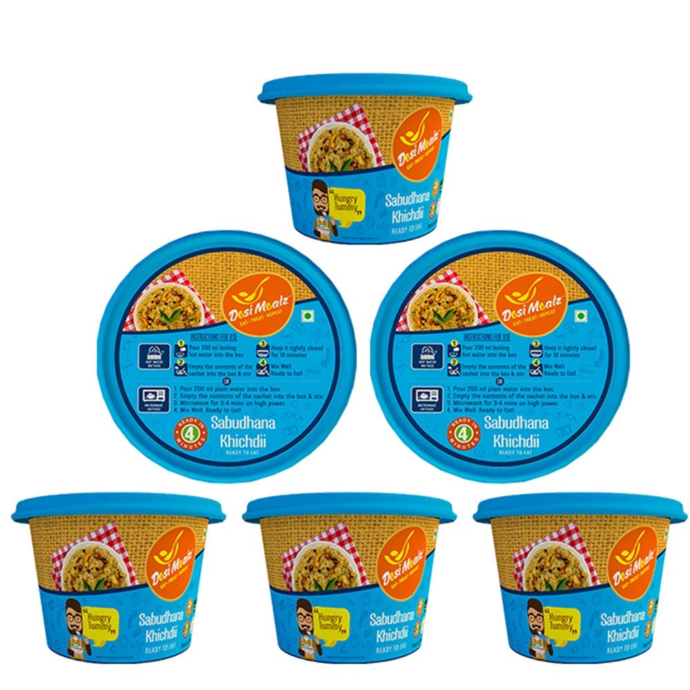 Desi Mealz Ready to Eat Cup Khichdi Tasty & Delicious Instant Breakfast Sabudana Khichdi Mix Traveller Breakfast Food 100% Veg Pack of 6 (100gm Each) (B07GRY89G6) Amazon Price History, Amazon Price Tracker