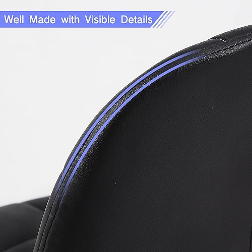 Miniatura 8 de VECELO Silla de escritorio de oficina en casa sin brazos, altura ajustable, piel sintética giratoria de 360 grados con ruedas, elegante asiento de