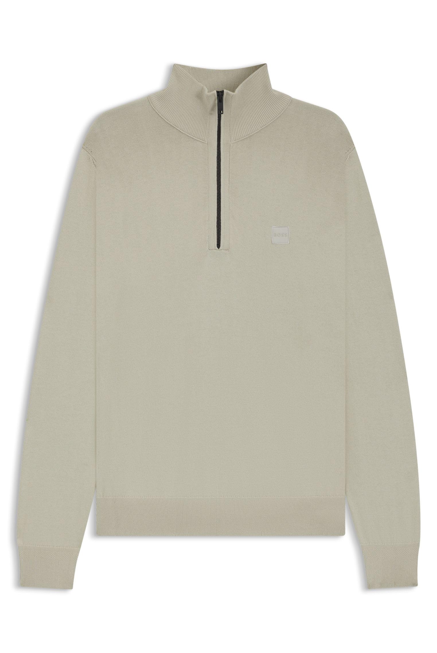 Boss Light/Beige Kanobix S Quarter Zip Knitted Sweater - Medium