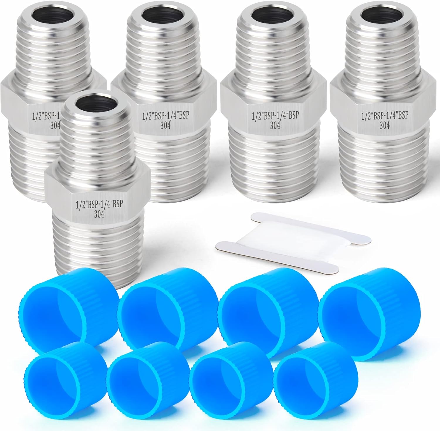 ERGAOBOY 2 Stück 400mm Edelstahl Rohrnippel - 1/2" BSP Außengewinde 304 Edelstahl