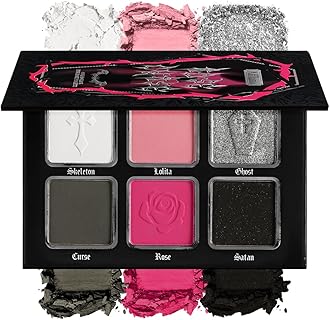 Black Pink Eyeshadow Palette, Matte Glitter White Grey Silver Goth Makeup Palette, Pigmented Long Wear Radiant Hot Pink Gothic Smoky Eye Shadow Pallet for Halloween Vampire, Witch,Lolita, Y2K, Cosplay