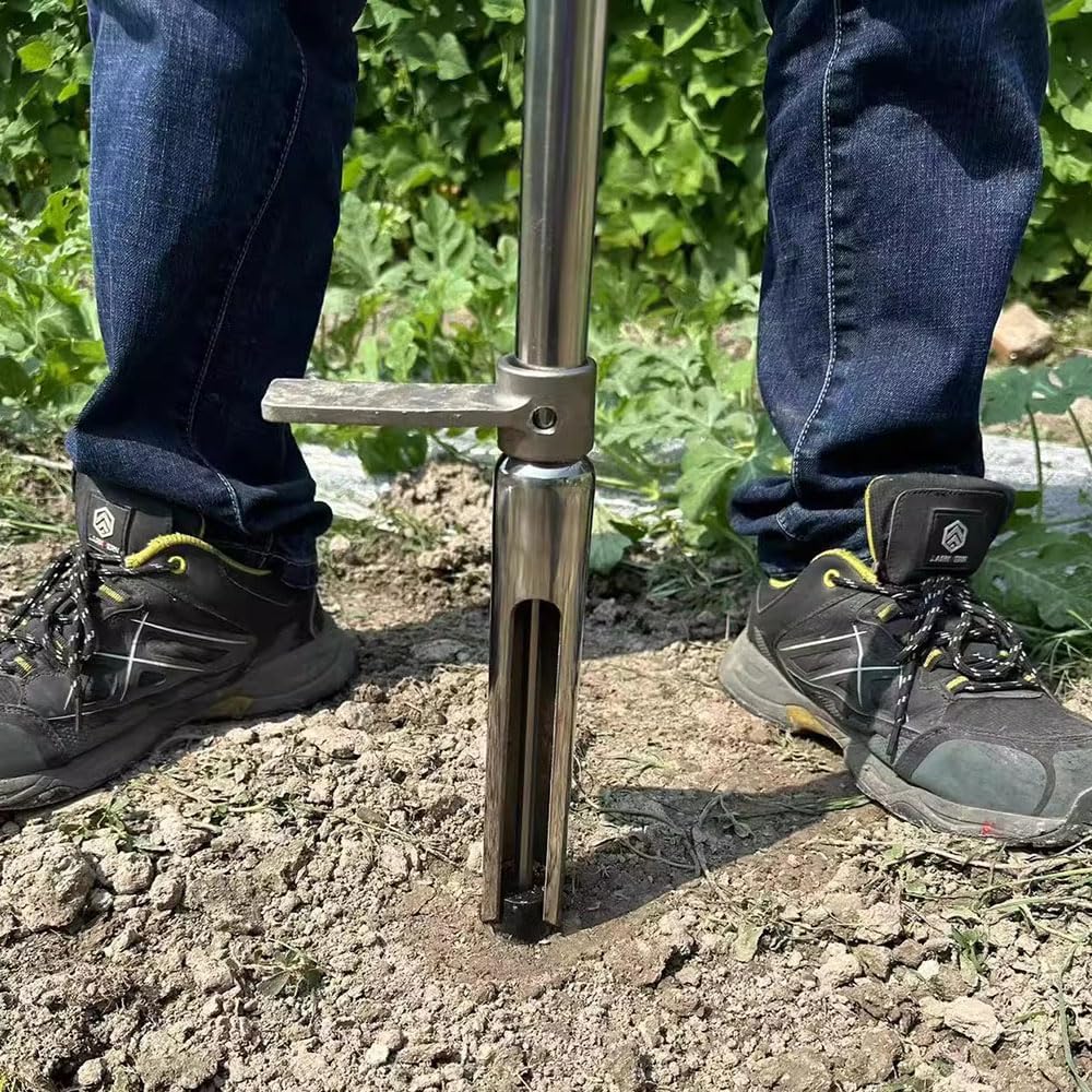 Stainless Steel Soil Sampler Screw Auger - 0.5m Spiral Earth Driller Probe for Soil Sampling with Ejector