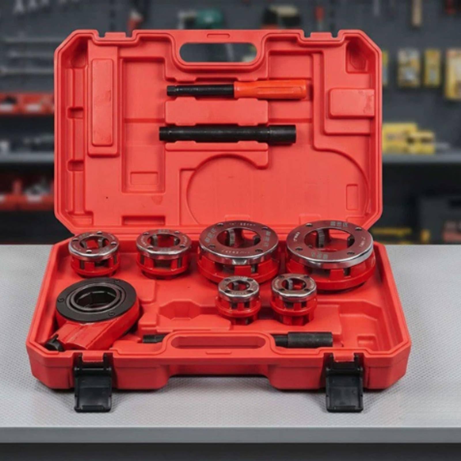 predolo Kit En Tuberías Resistente Terraja, Juego De Terrajas Manuales De 3 Cabezales, Modelo 62, Para Tubos De 4/6 Puntos, 1 Pulgada, Peso Aproximado 3.5kg