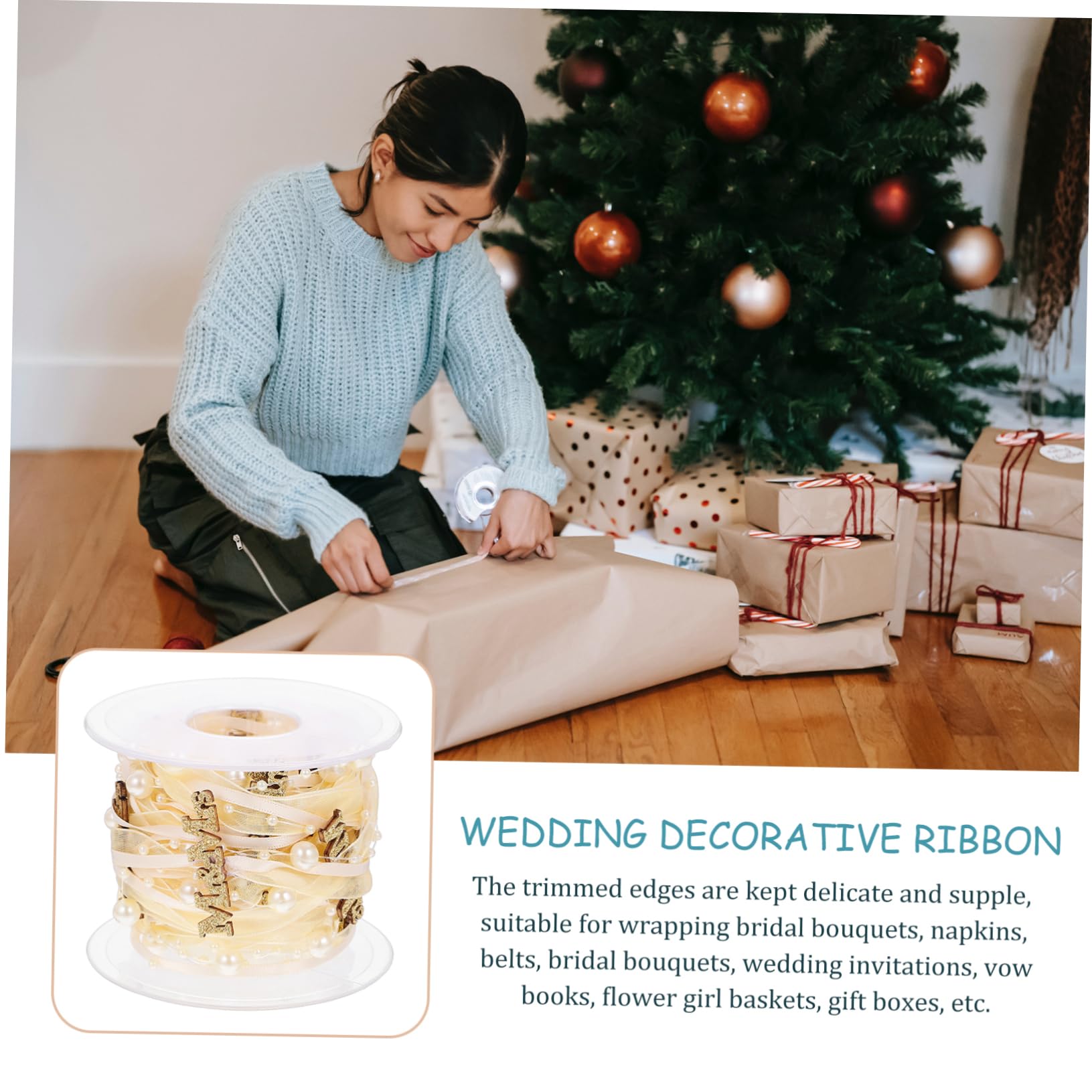 Angoily Lot De 5 Rouleaux De Rubans Décoratifs Pour Décoration De Mariage En Tissu Pour Fête Mariage Doré Pour Vœux Nœud Fête Prénatale Polyester Doré