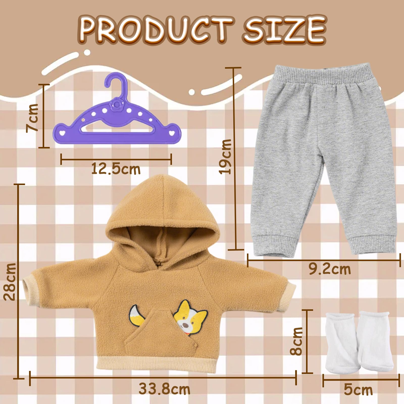 Set Vestiti Per Bambole 30-45 Cm: Felpa Con Cappuccio Con Stampa Cucciolo, Pantaloni, Calzini E Appendino, Regalo Per Bambini