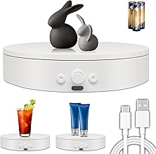 Rotating Display Stand with USB Power Cable, Mute Rotating Turntable 5.9" 11lb Load, Adjustable Speed and Direction, Used for Jewelry, Shoes and Turner Glitter Cups Shooting and Display (5.9"white)