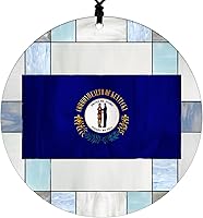 Vista 15 de New Hampshire Christmas Ornament - Faux Stained Glass Design Effect Featuring State Flag - 2026 Hanging Acrylic Disc Decoration for Tree - Unique