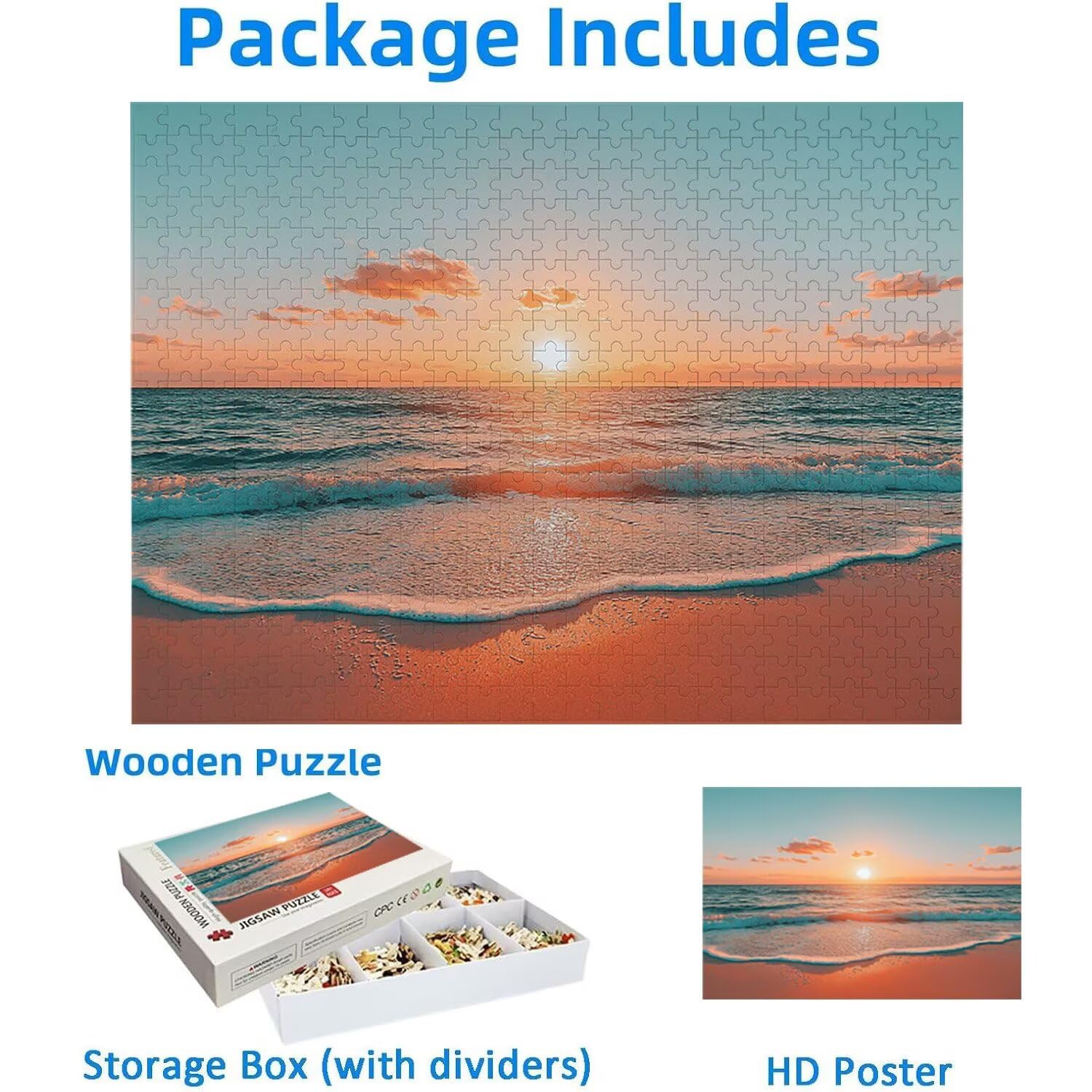 1000 sztuk puzzli, zachód słońca plaża 1000 sztuk puzzli dla dorosłych, prezent rocznicowy, prezent świąteczny, dekoracja domu, zapobieganie degeneracji mózgu u osób starszych v-840