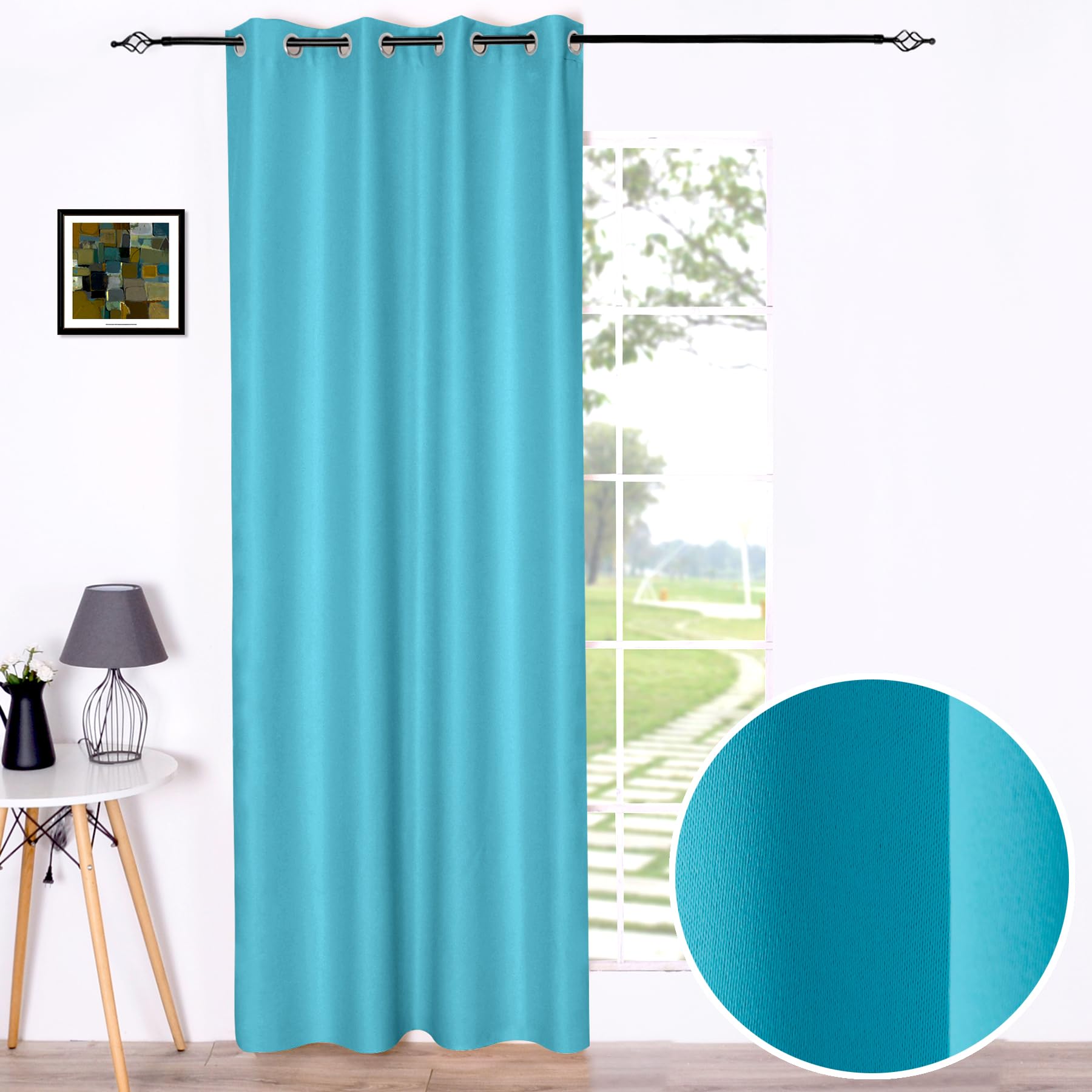 BOD HOME, Cortina Opaca de Salón, 1 Pieza, 140 x 260 cm, Aislante Frío y Calor, Cortina con Ojales, Cortina para Dormitorio, Moderna, Resistente y Suave, Decoración para Hogar, Azul