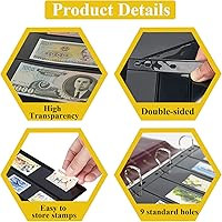 Vista 3 de Páginas de sellos de 1 fila para álbum de sellos, 30 hojas para coleccionar sellos, libro de carpetas