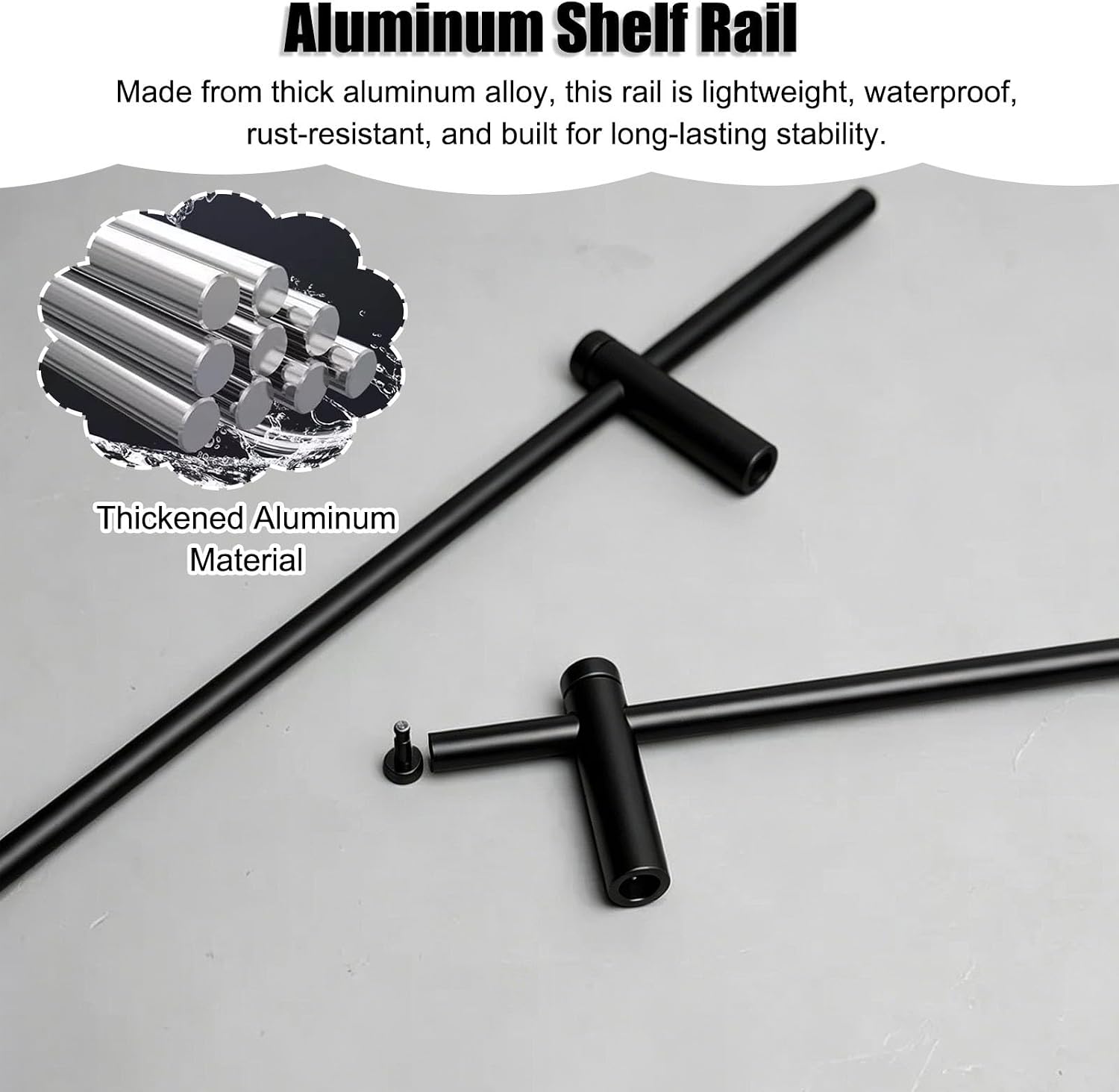Adjustable Aluminum Alloy Shelf Railing - 3 Pcs Tipping Guard Rails for Kitchen & Bathroom Cabinets, 17in Gray, Durable Storage Solution for Shoes & Accessories