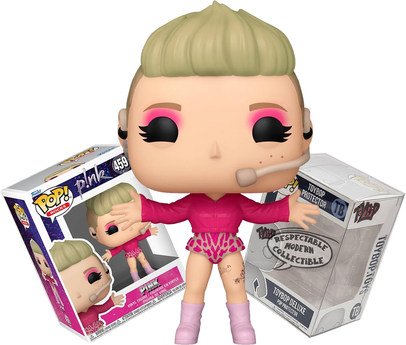 Funko Rosa - Trustfall con microfono auricolare + ToyBop Protector: Pop! Rocks Vinyl Figure (Bundled con protezione pop custodia da collezione set regalo)
