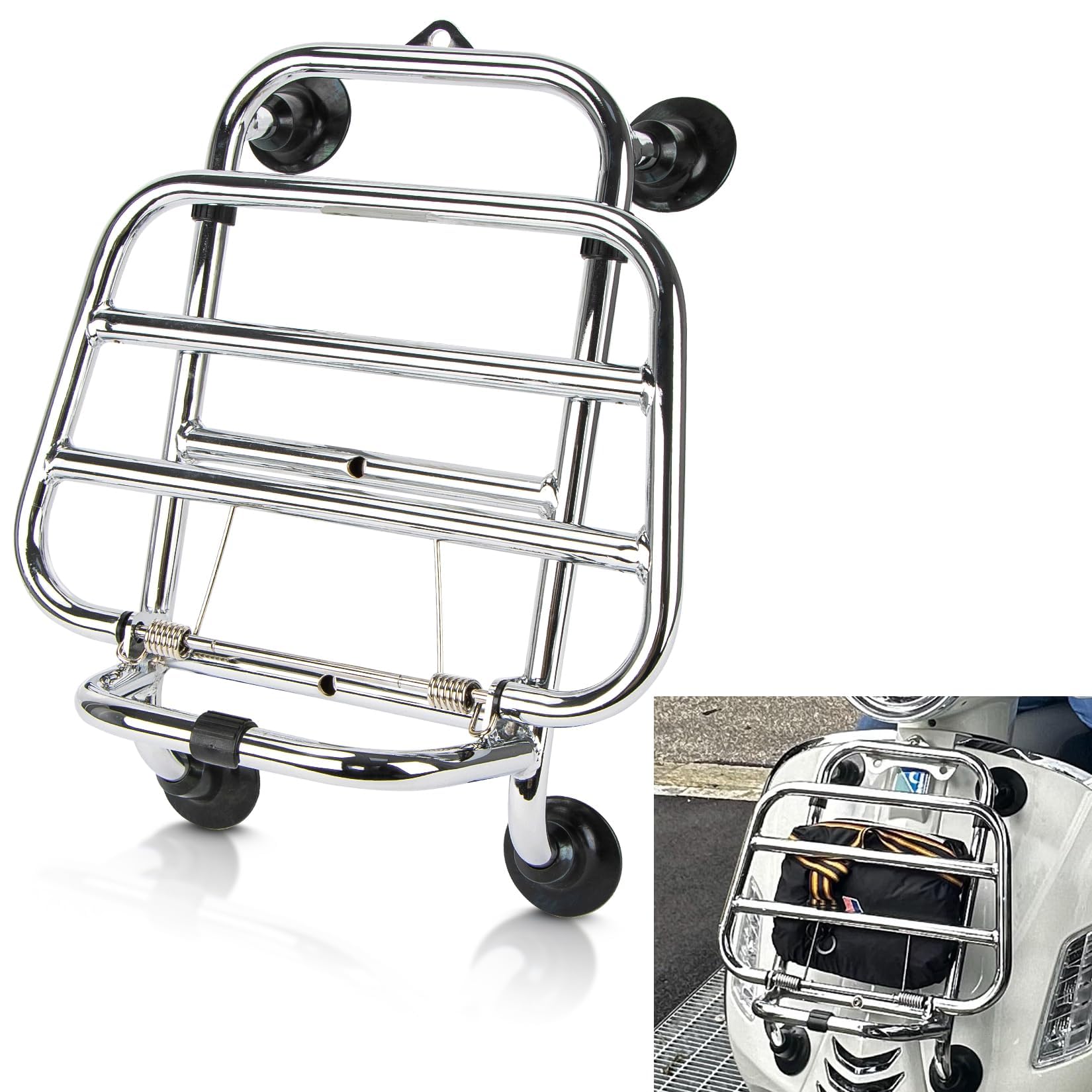 Front Luggage Rack for Vespa GTS 300 125 200 250 2018-2025,PSLER Cargo Rack Shelf Luggage Bracket Motorcycle Parts (Silver)
