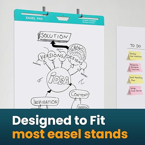 Miniatura 2 de OLenyer Almohadilla de caballete pegajoso, 25 x 30 pulgadas, blanco, 30 hojasbloc, 6 blocs por paquete, papel de carta giratoria para profesores,