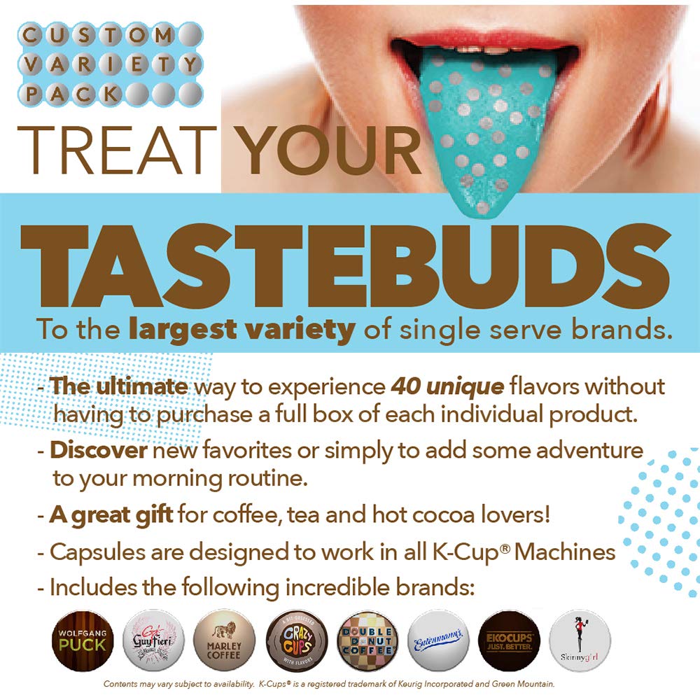 Coffee Pods Variety Pack Sampler with Flavored Coffee in Single Serve Coffee Pods (40 Unique Cups)