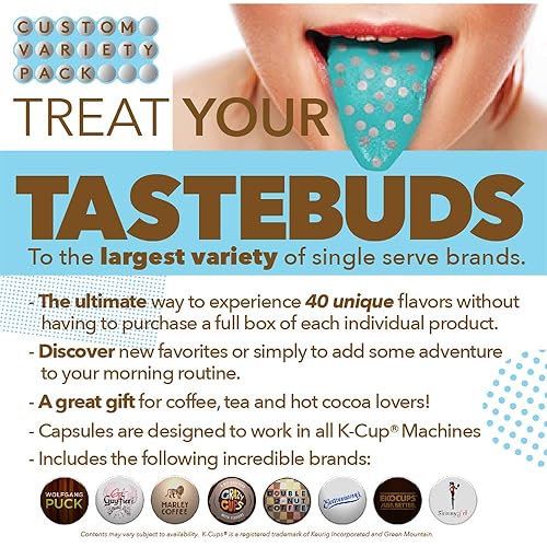 Miniatura 4 de Paquete variado de cápsulas de café con café saborizado en cápsulas de café de una sola porción (40 tazas únicas)