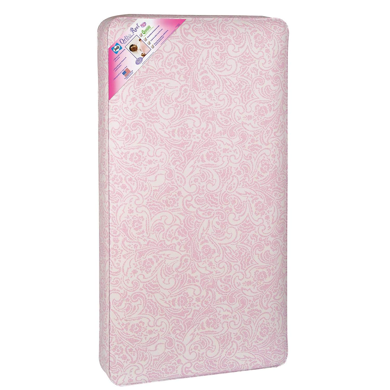 Sealy Ortho Rest 150-Coil Crib Mattress, Pink Paisley