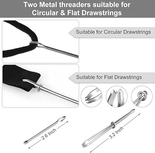 Miniatura 6 de 8 cordones de cordón, cordón de repuesto para pantalones deportivos, 57 pulgadas de repuesto con Easy Threaders, cuerdas de ajuste de primera