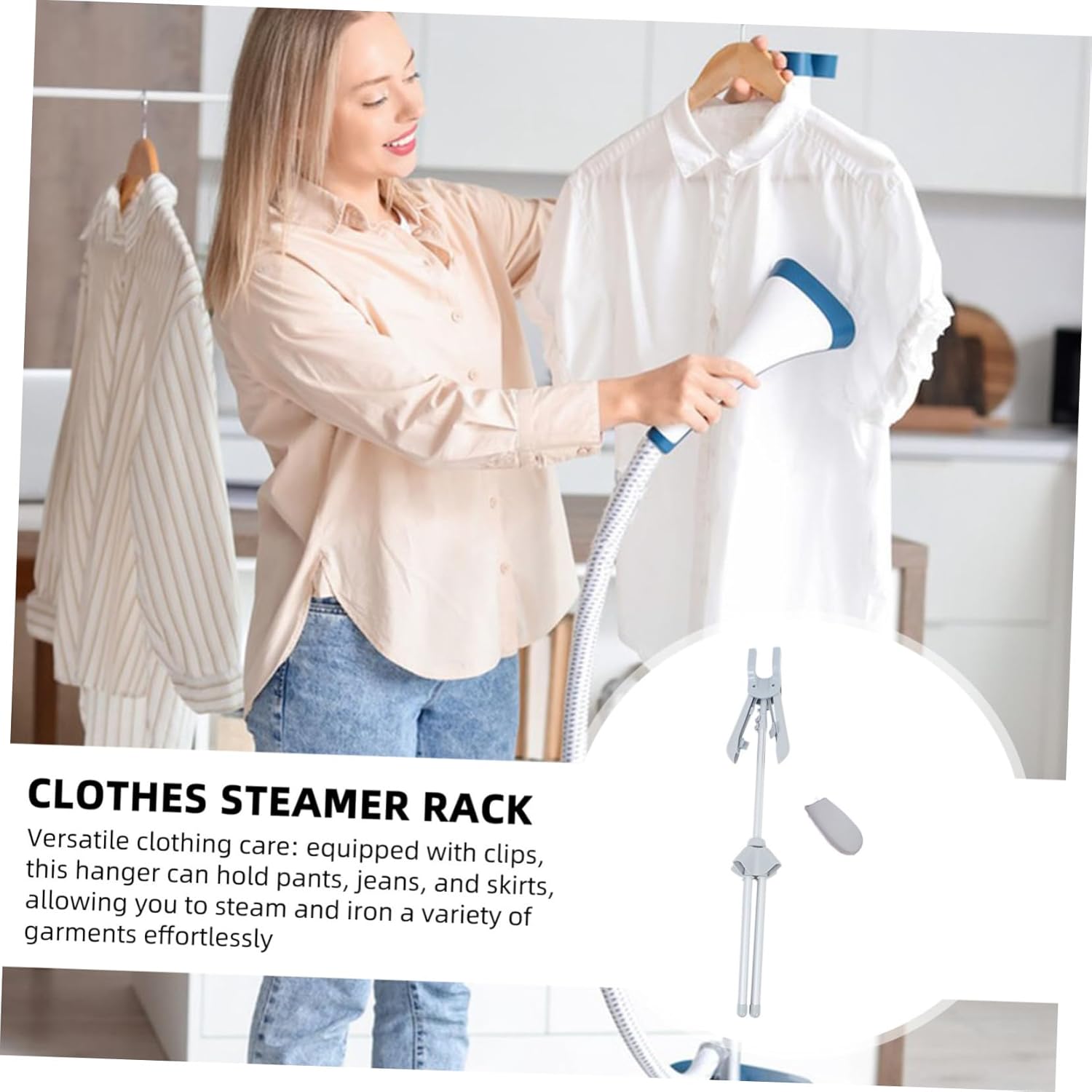PRETYZOOM Adjustable Telescopic Clothes Steamer Rack Portable Standing Garment Hanger for Steaming Clothes High-Temperature Resistant for Home and Travel