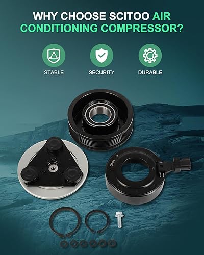 Miniatura 561 de SCITOO Compresor de CA para Acura TSX 2.4L 2004 2005 2006 2007 2008, CO 10849T Compresor de aire acondicionado con embrague 38810RBBA01 10360661