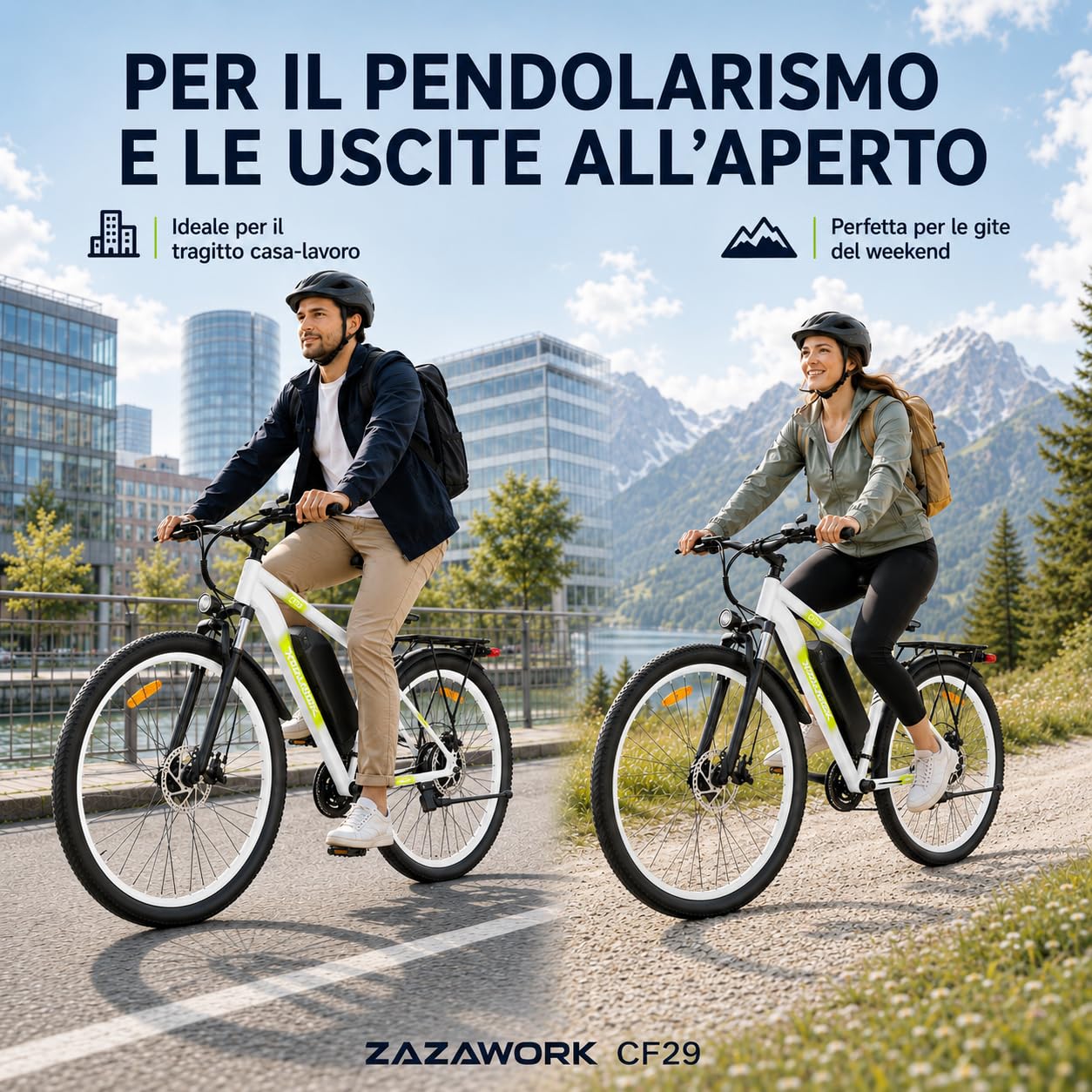 CF29 Mountain Bike Elettrica Uomo 29 Pollici, 250W Bicicletta Elettrica, Batteria 48V 15Ah fino a 100 km, 45 Nm, Cambio 21 Velocità, Freni a Disco, per Pendolarismo, E Montagna