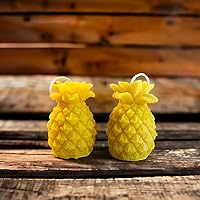 Vista 4 de Pineapple Pure Beeswax Candle Set of 2 - Handmade Bees Wax Fruit Candle - Wild Harvest Candle Company - Candle Gift - Decorative Candles - Natural