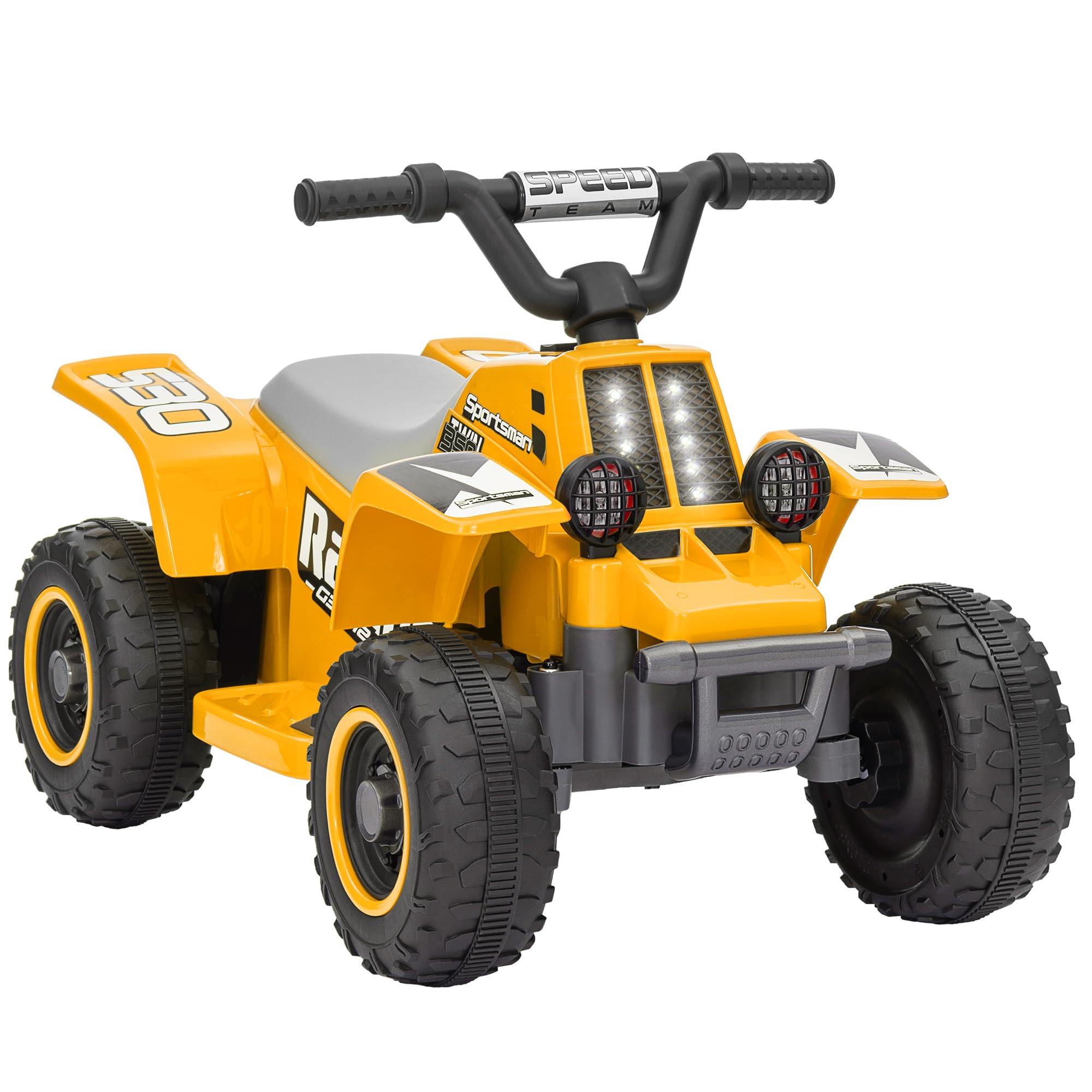 6V Electric Car for Kids, Battery Powered Kids ATV, Quad Bike with Forward Backward, LED Headlights, for Ages 18-36 Months, Yellow