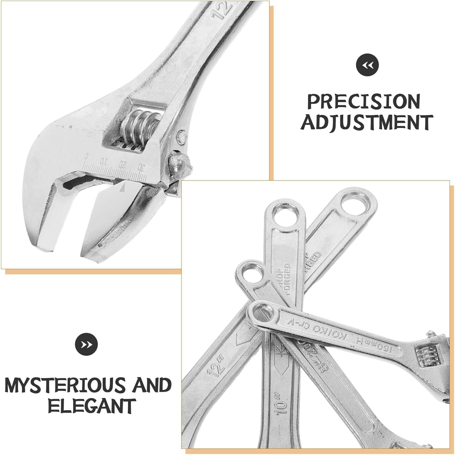 4pcs Adjustable Wrench Set Multi-functional Portable Spanner Tools (6", 8", 10", 12") Universal Heavy-duty Adjustable Wrenches for Household, Plumbing, and Workshop Use