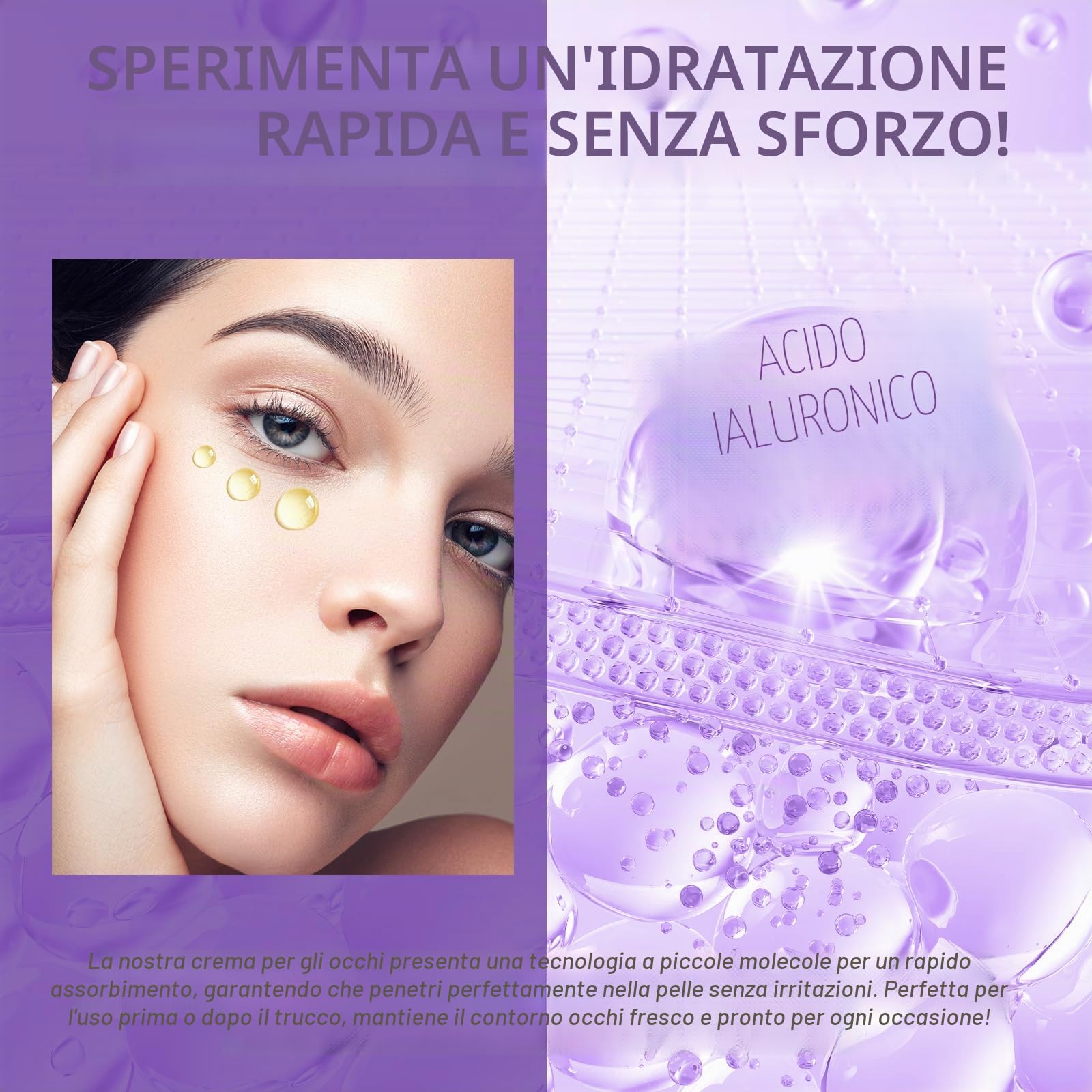 Siero per occhiaie e borse sotto gli occhi con 8% di caffeina 8% retinolo, ialuronniacinamide, anti-invecchiamento per borse e gonfiori, con pallina massaggiante a 360° per donne e uomini