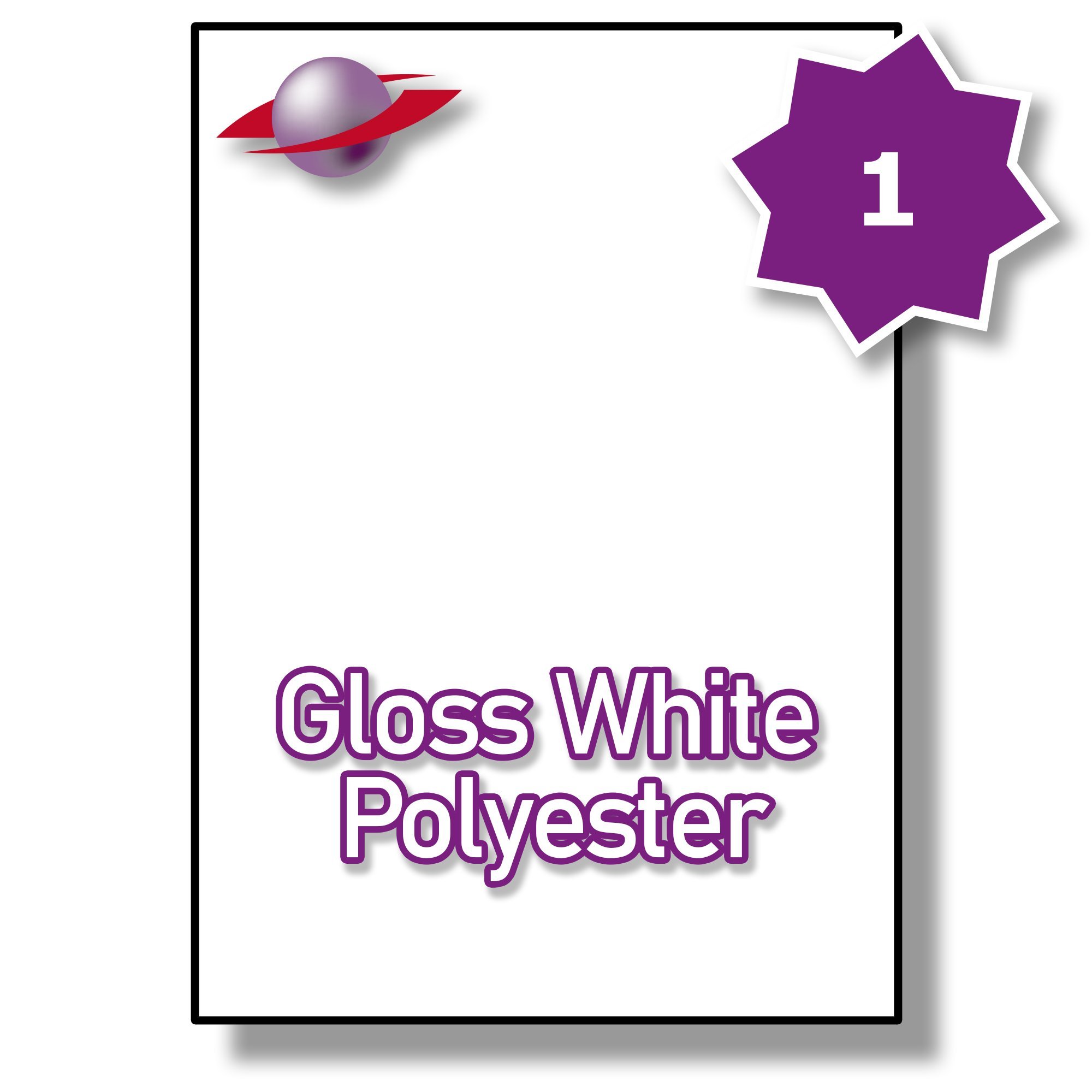 Label Planet® 1 Per Page/Sheet 25 Sheets (25 Gloss White Polyester Sticky Labels) A4 Waterproof Permanent Glossy Plastic Printable Stickers, Laser Printers Only, 210x297mm LP1/210 GWP Outdoor/Marine