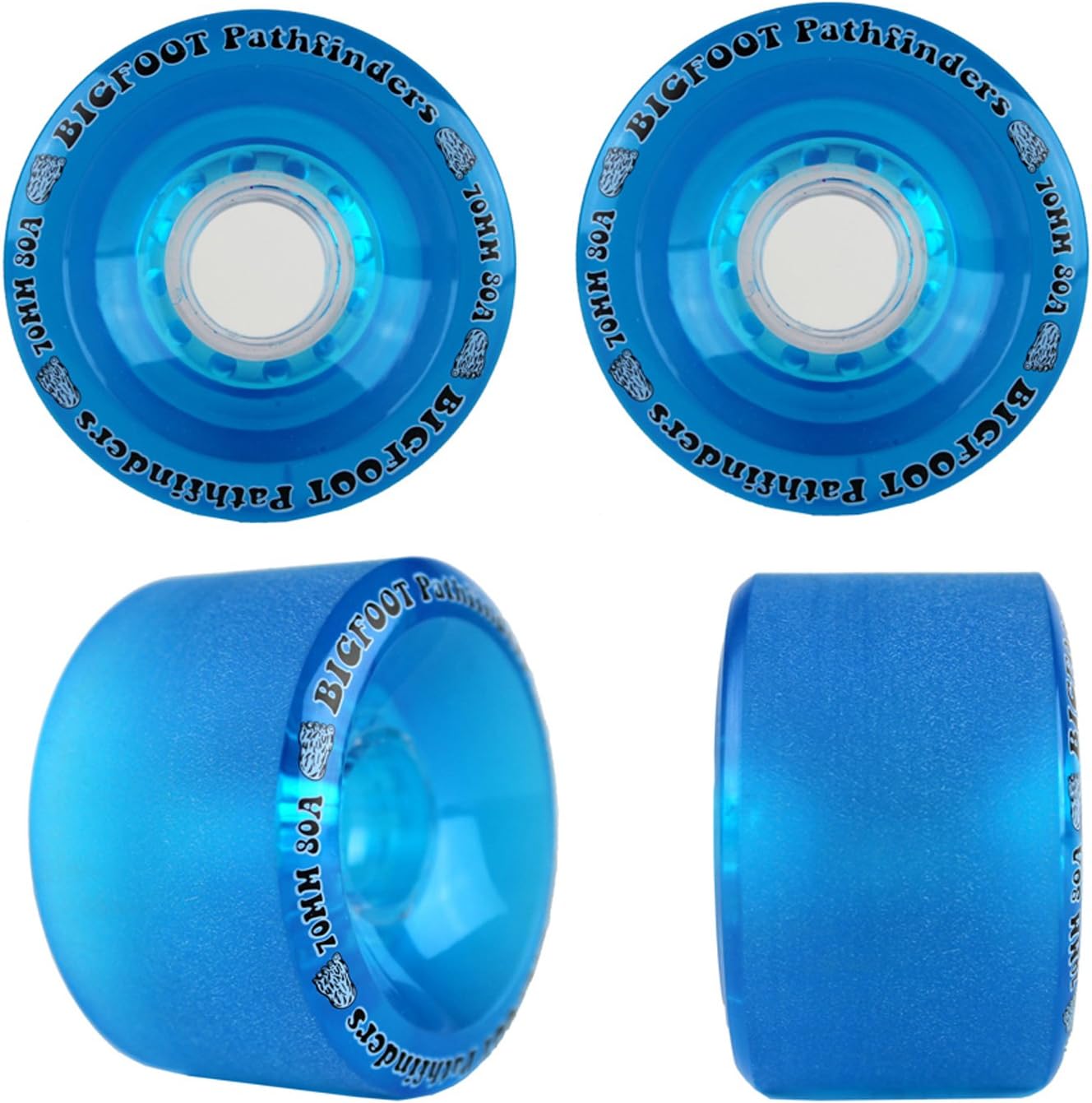 Longboard Skateboard Trucks Combo Set 70mm Bigfoot Pathfinder Wheels with Silver Trucks, Bearings, and Hardware Package