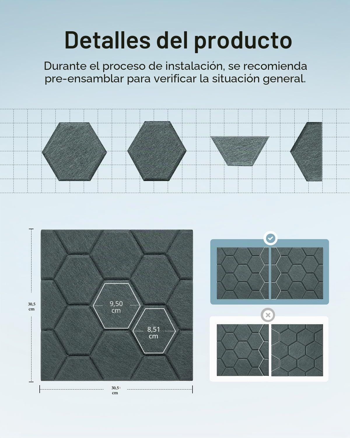 18 placas acústicas autoadhesivas, absorbentes de sonido, 30 x 30 x 0,9 cm, aislamiento acústico de pared, puerta y techo, paneles acústicos para decoración de juegos, oficinas, estudios, placas de