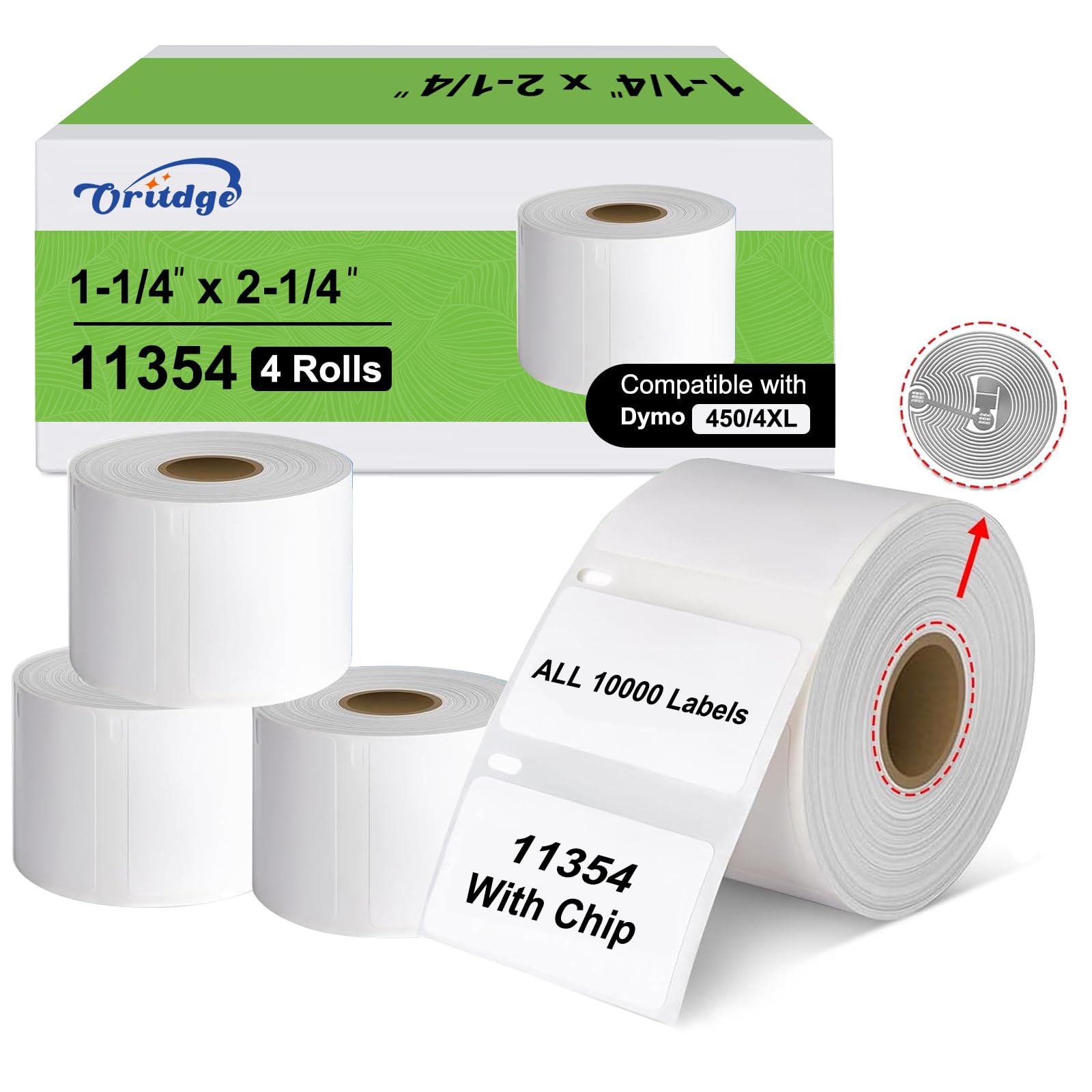 4 Rollen 11354 Große Adressetiketten, 32 mm x 57 mm für DYMO Etikettenrollen S0722540 mit je 1000 Etiketten kompatibel mit DYMO Labelwriter 550 5XL Labelwriter 450 4XL