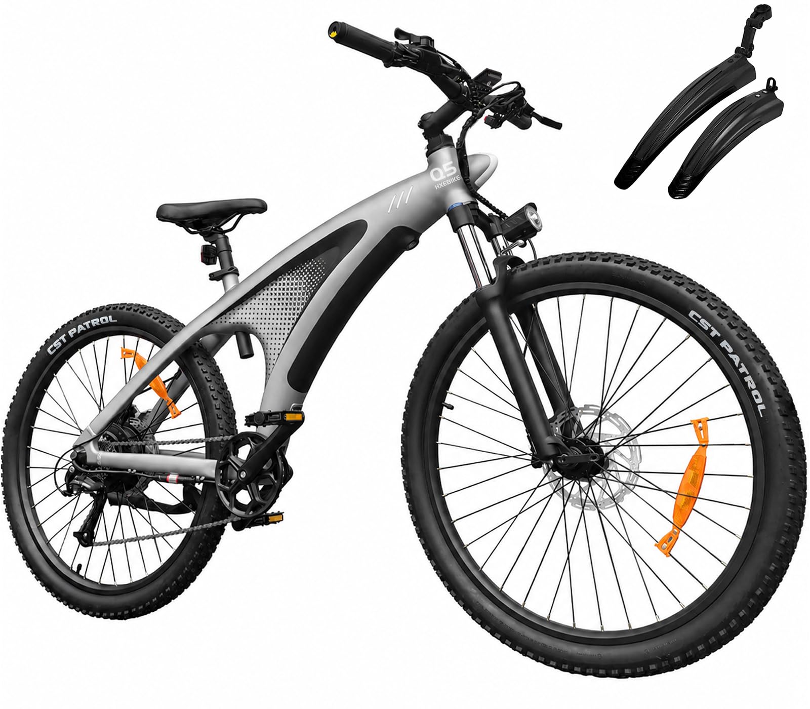 HX Q5 Shark Bicicleta Eléctrica Adulto de Montaña, 27.5" Bicicleta Eléctrica Urbana, Motor 85 NM,13-20 Ah, Autonomía 40-220 km, Suspensión Ajustable y Frenos de Disco Hidráulicos Ebike