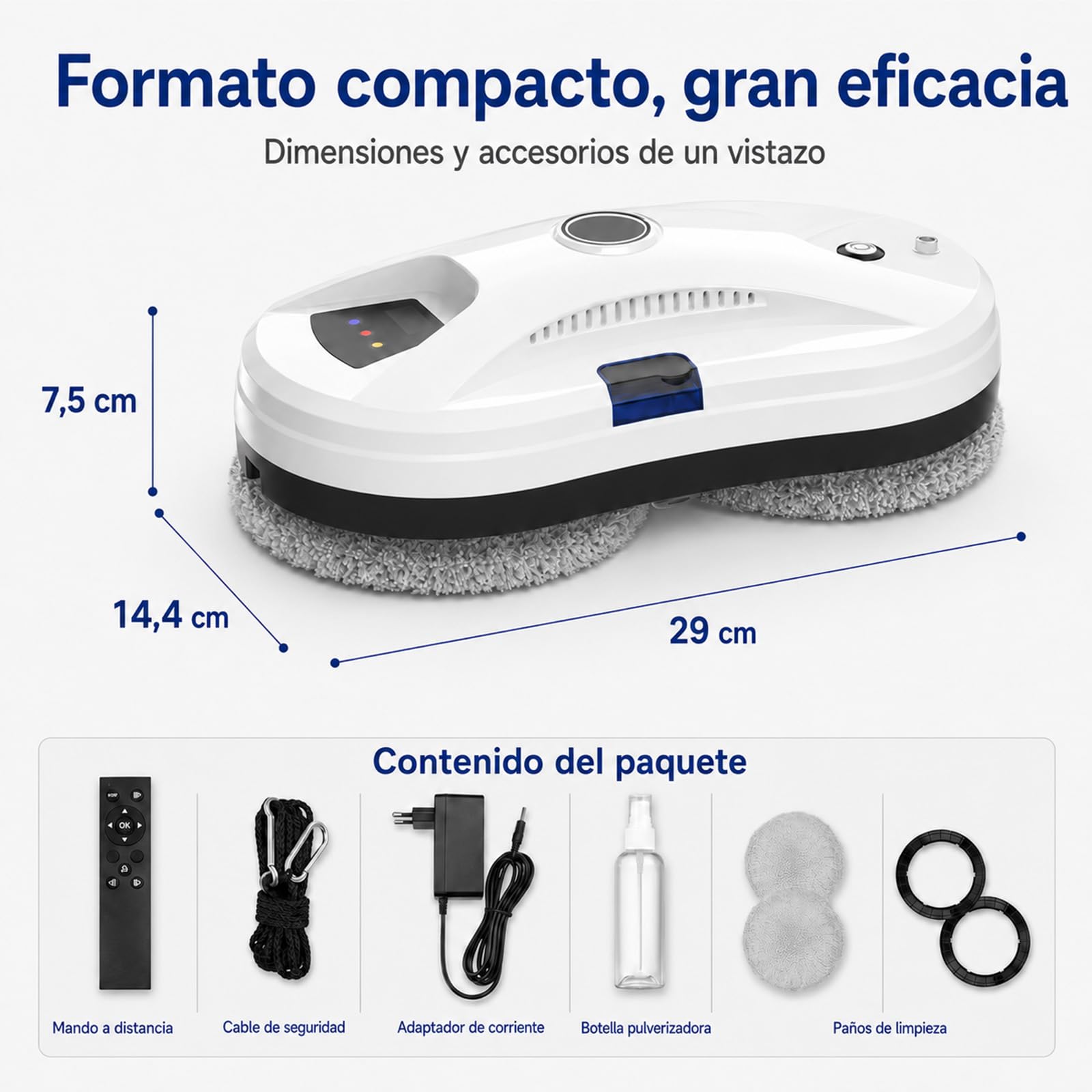 RoboClean Osmo Limpiacristales Robot – Control IA, 3 Modos Auto | Doble sistema de fregado en espiral, ideal para ventanas, azulejos y espejos, limpieza automática sin esfuerzo.