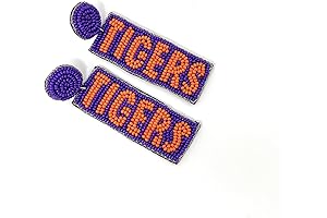 Clemson Jewelry Handcrafted Purple Orange Football Bead Earrings