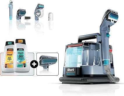 Shark PX202BRN StainStriker Portable Spot, Stain, & Odor Eliminator for Carpets, Area Rugs, Upholstery, Cars, with Bonus Accessories and Cleaning Solutions, Perfect for Pets, Nordic Blue