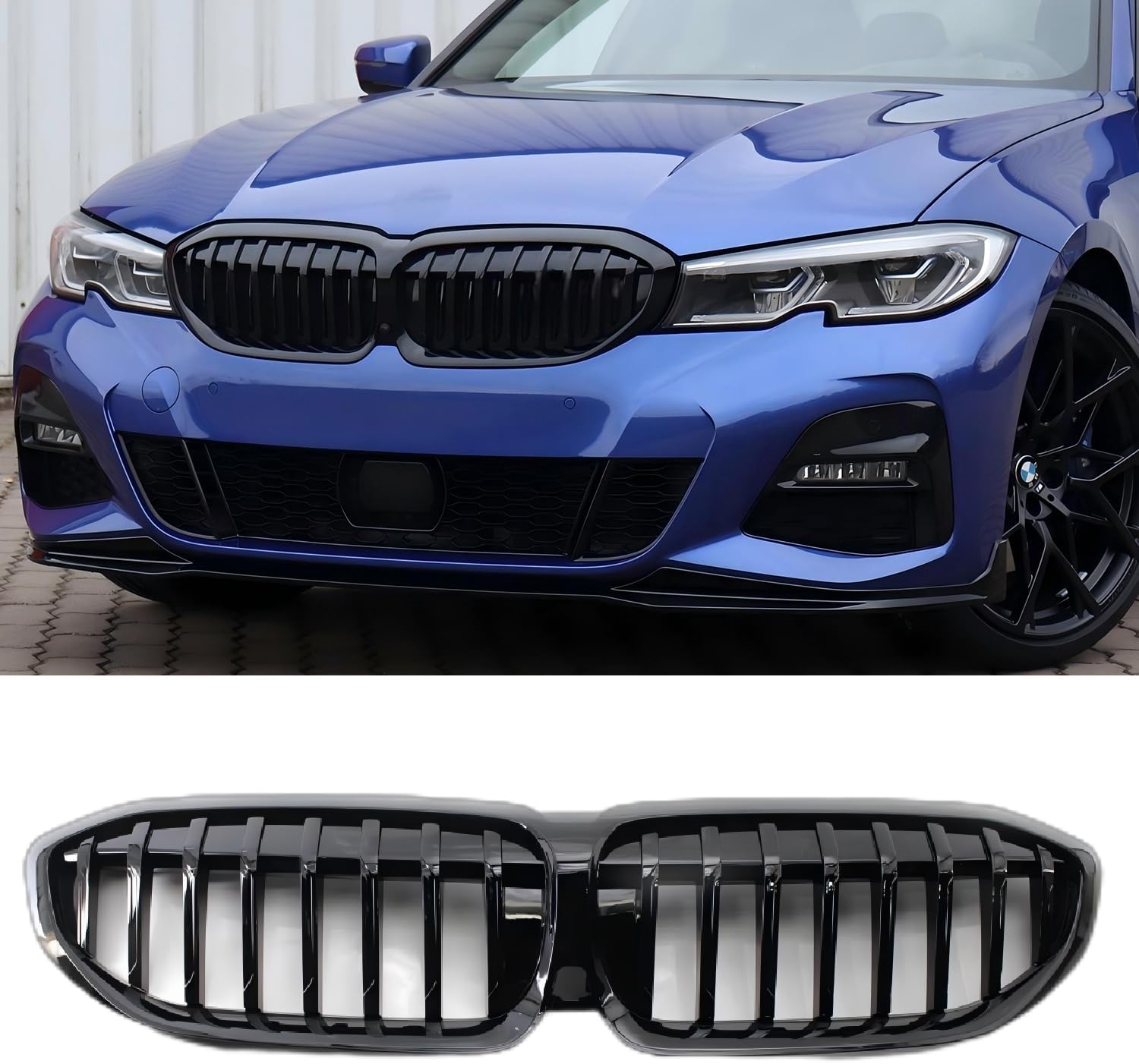 GSRECY G20 Grill, Single Slat Gloss Black Front Bumper Kidney Grille 2019-2022 3 Series G20 316i 318i 320i 328i 330i 335i 340i