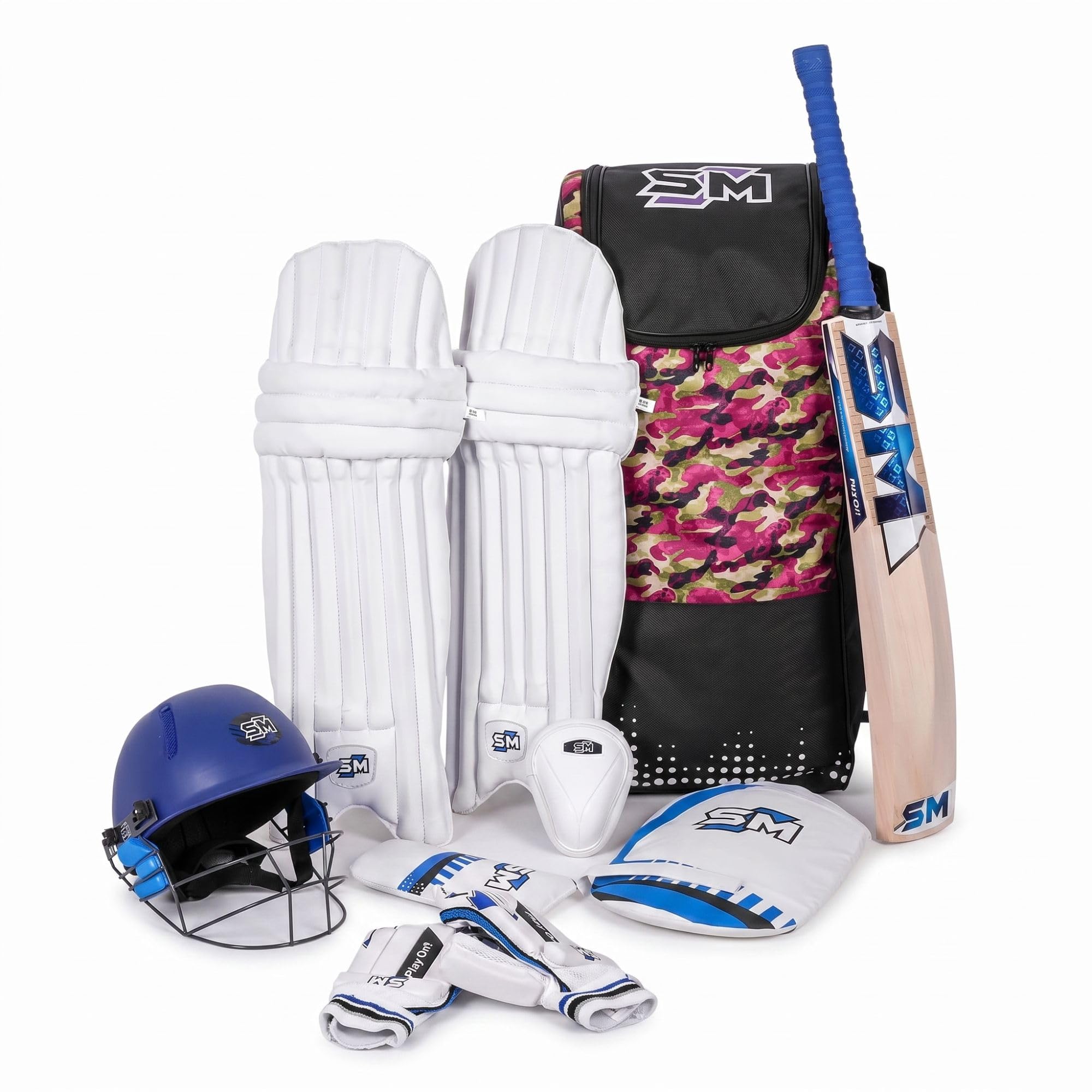 SM Origin Complete Cricket Kit for Men, 8-Piece Set with Kashmir Willow Bat, Helmet, Batting Pads, Gloves, Guards & Kit Bag for Club and Academy Cricket, Senior SH-image-28