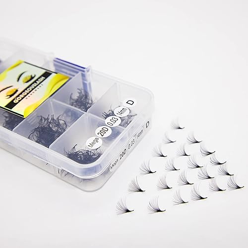 Miniatura 5 de Mega pestañas 20D 25D 500 abanicos de pestañas postizas de volumen Extensiones de pestañas Hecho a mano 20D - rizo D - 003 0551in