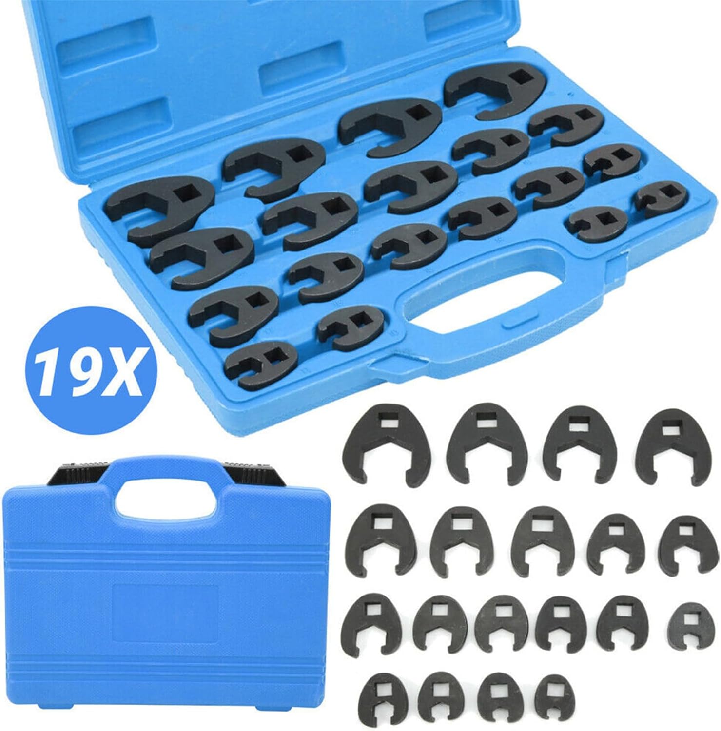 Mjaie 19-Piece Alloy Steel Tube Wrench Set with U-Joint Design for Tight Spaces, 8-32mm Adjustable Jaw Heads Automotive & Plumbing Set for Plumbing & Machinery Ergonomic U Shaped Heads Design