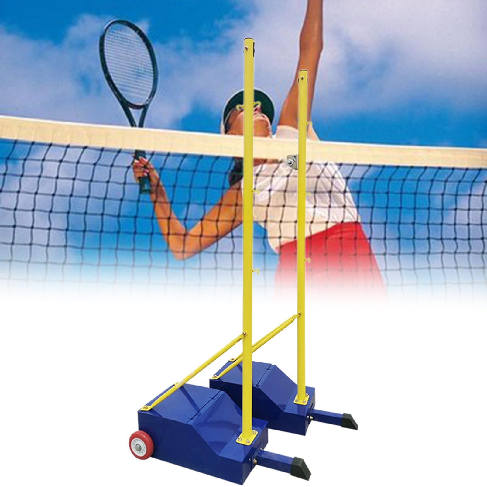 Palo Da Pallavolo Portatile Mobile Rete da pallavolo per badminton per adulti e giovani, supporto per badminton, telaio mobile per badminton con palo tipo scatola con ruote e base stabile pe