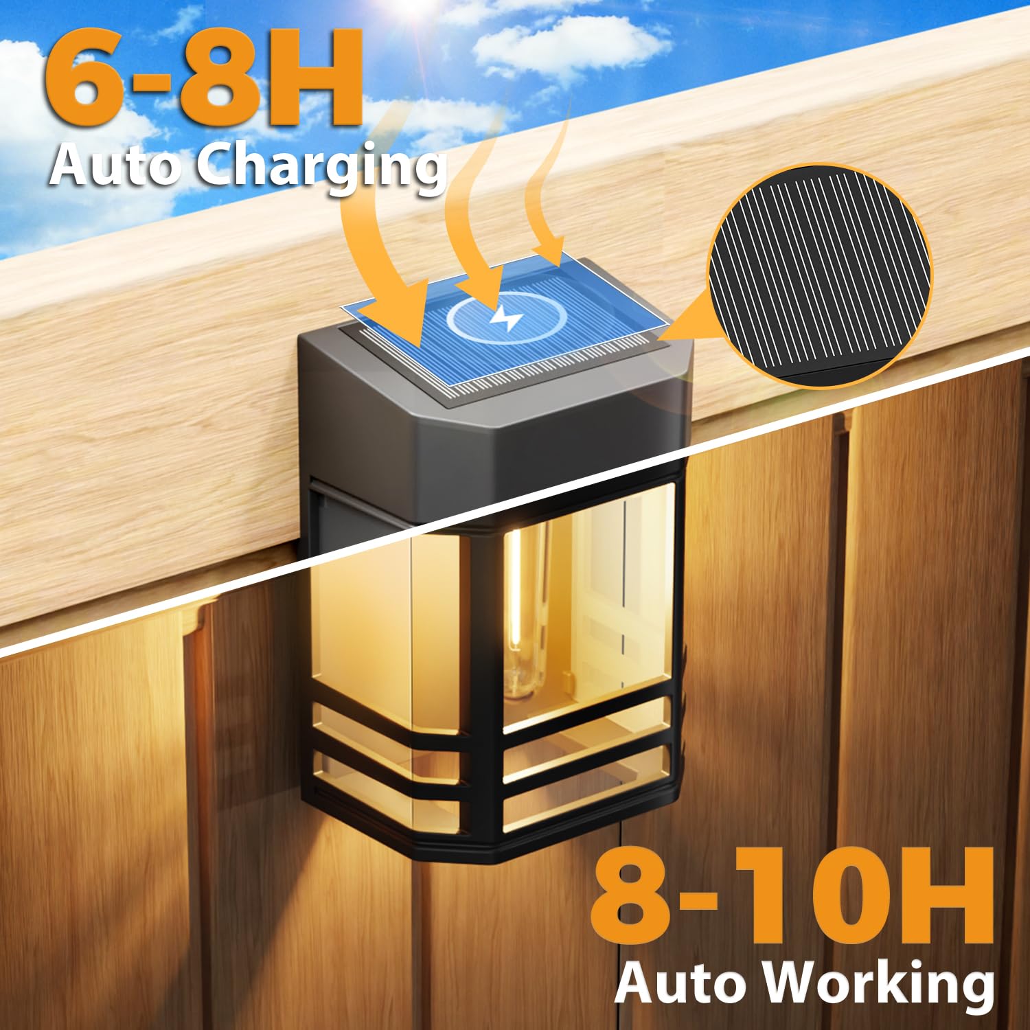 btfarm 8 Stück Solar Wandleuchte Aussen, 3 Farben Heller Solarlampen für Außen Wand LED IP65 Wasserdicht Wandlampe, Zaunleuchten Outdoor Kabellose für Garten Hauswand Terrasse Zaun Balkon, Warmweiß