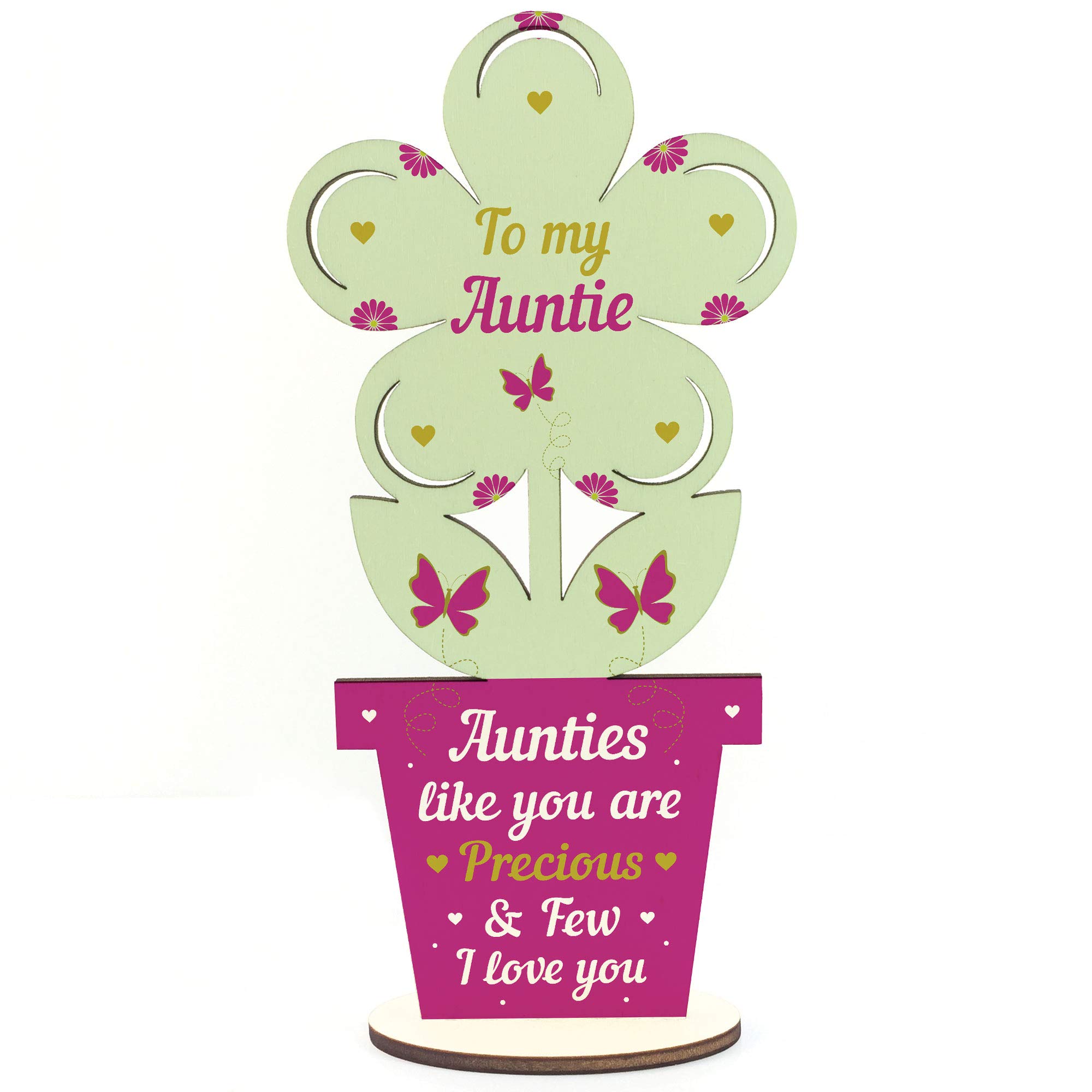 Red Ocean Auntie Birthday Gifts Wooden Flower Sister Gifts From Niece Nephew Thank You Gifts For Her Keepsake