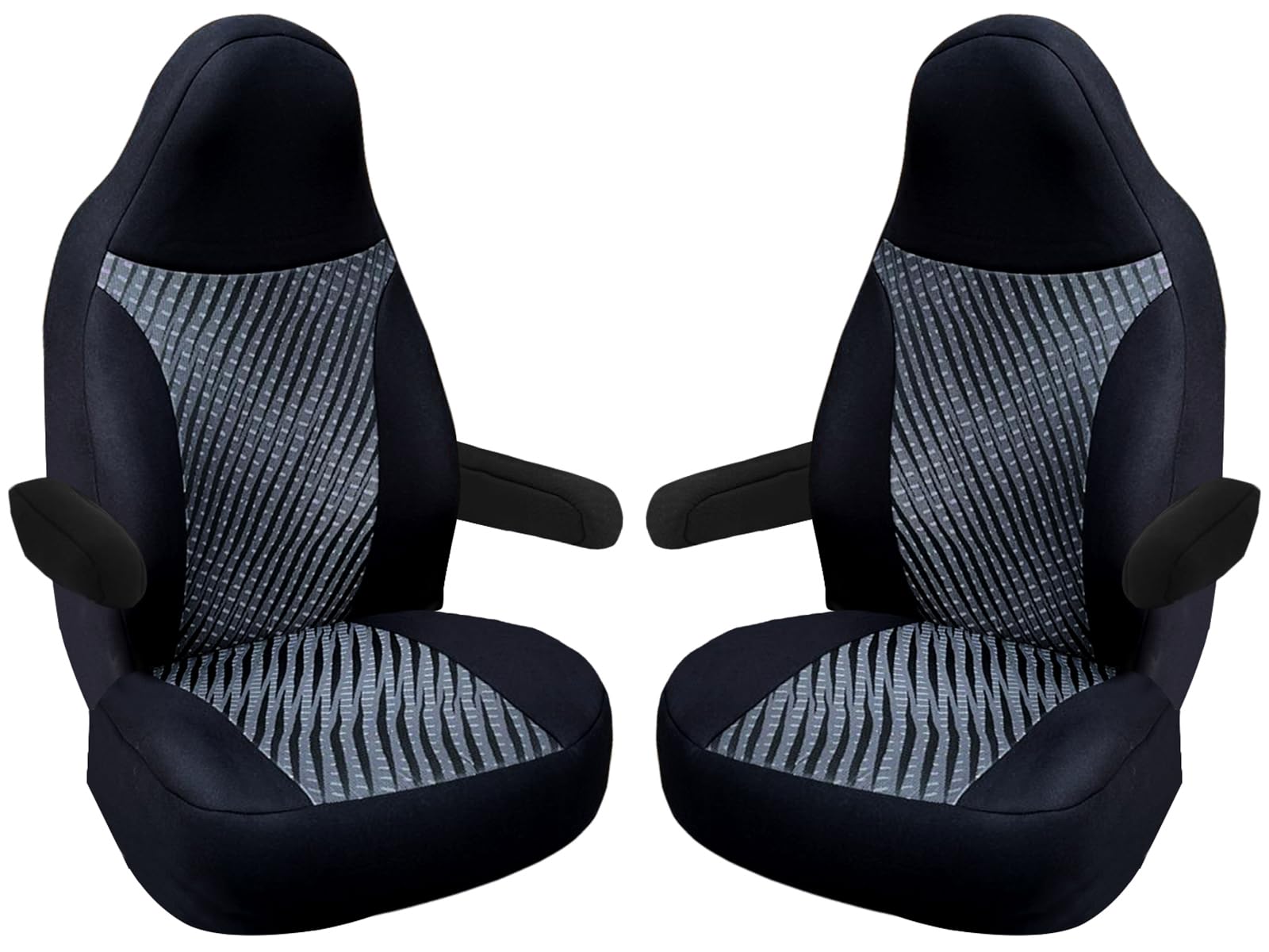 Bremer SITZBEZÜGE Fundas de Asiento compatibles con el Conductor y el copiloto, Color Negro y Gris, 819