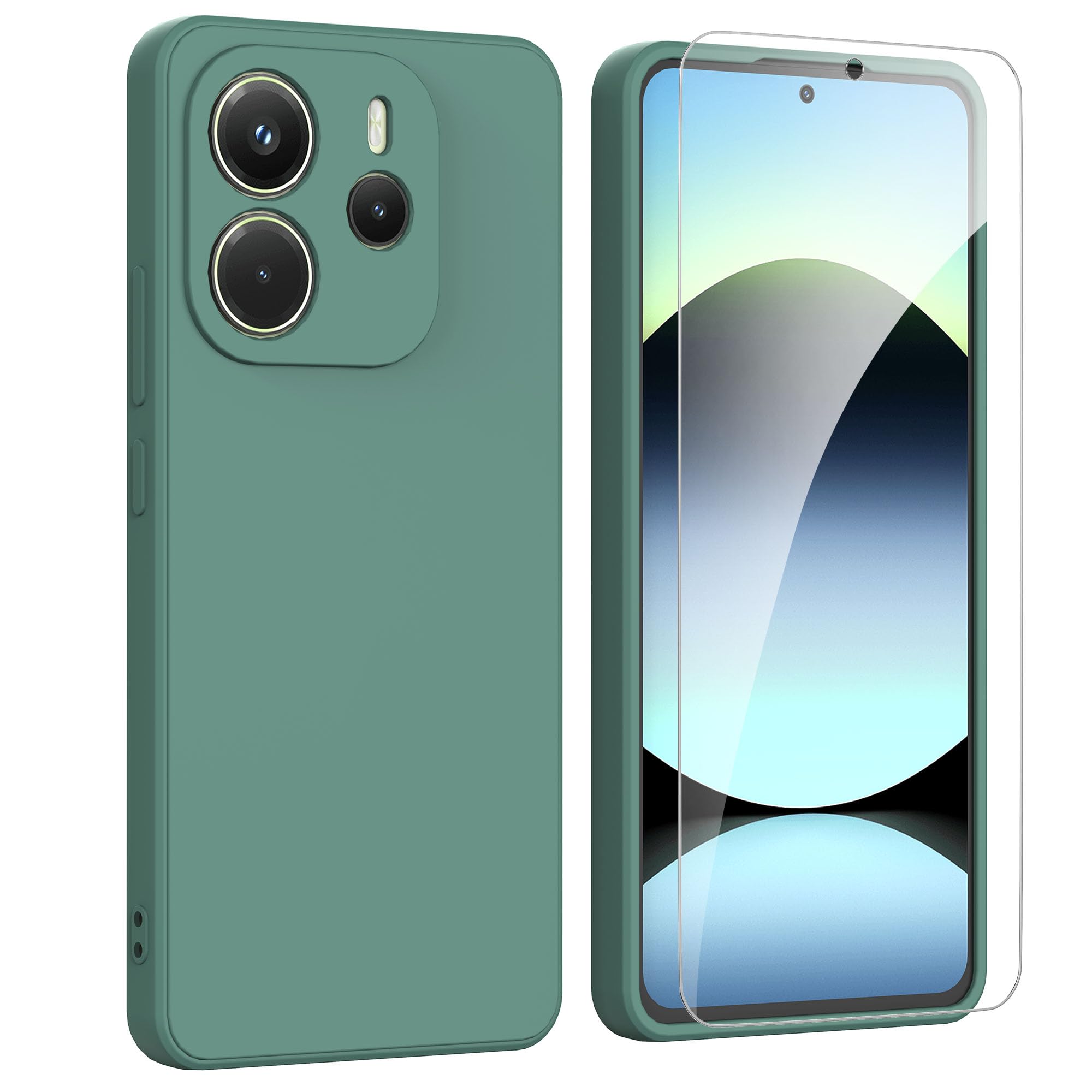 ARRYNN Funda Para Xiaomi Redmi A5 4G (6.88") Con Protector De Pantalla De Vidrio Templado Incluido, Ultra Delgada Y Suave Al Tacto, Color Verde