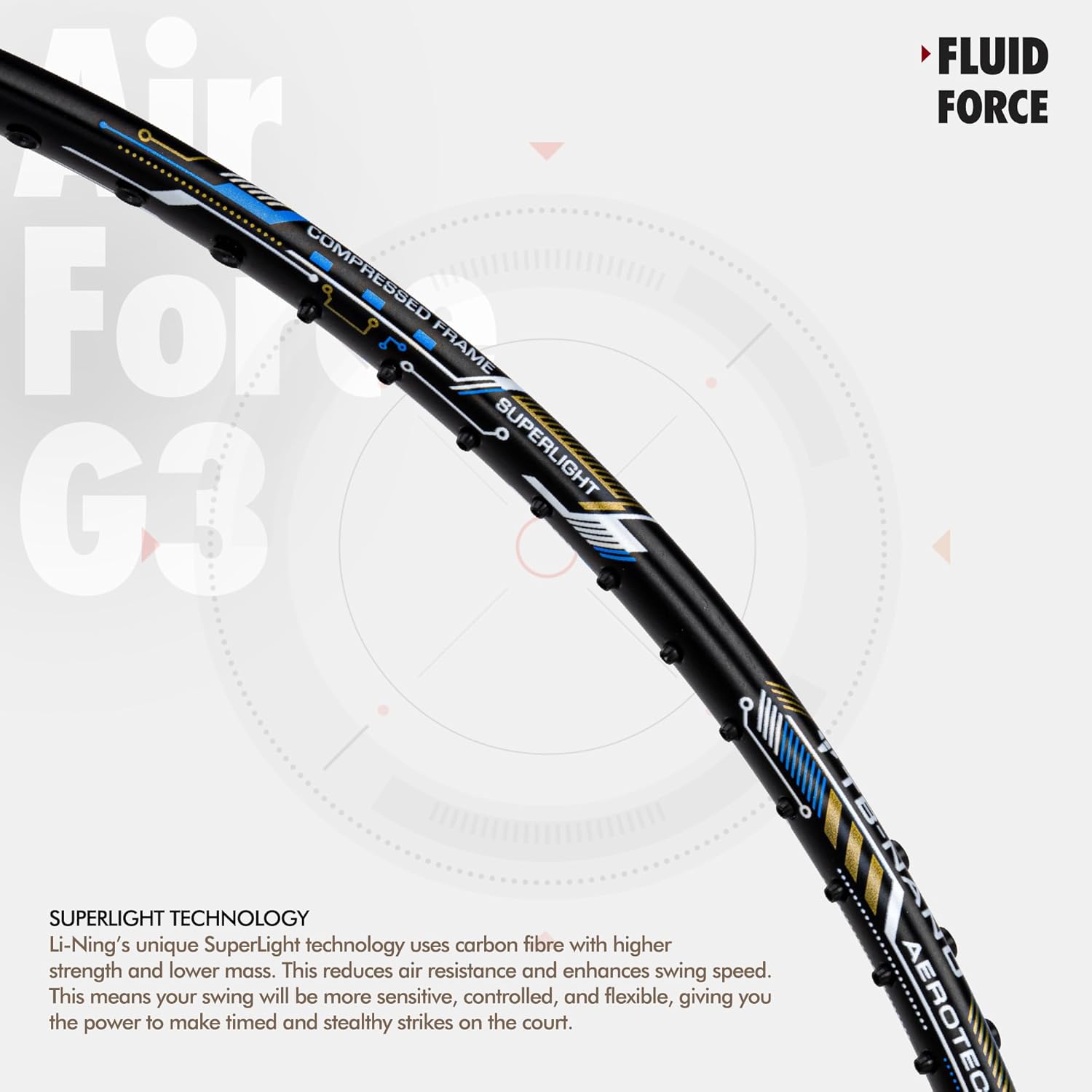Li-ning Air-Force Carbon Fibre Unstrung Badminton Racket with Full Cover