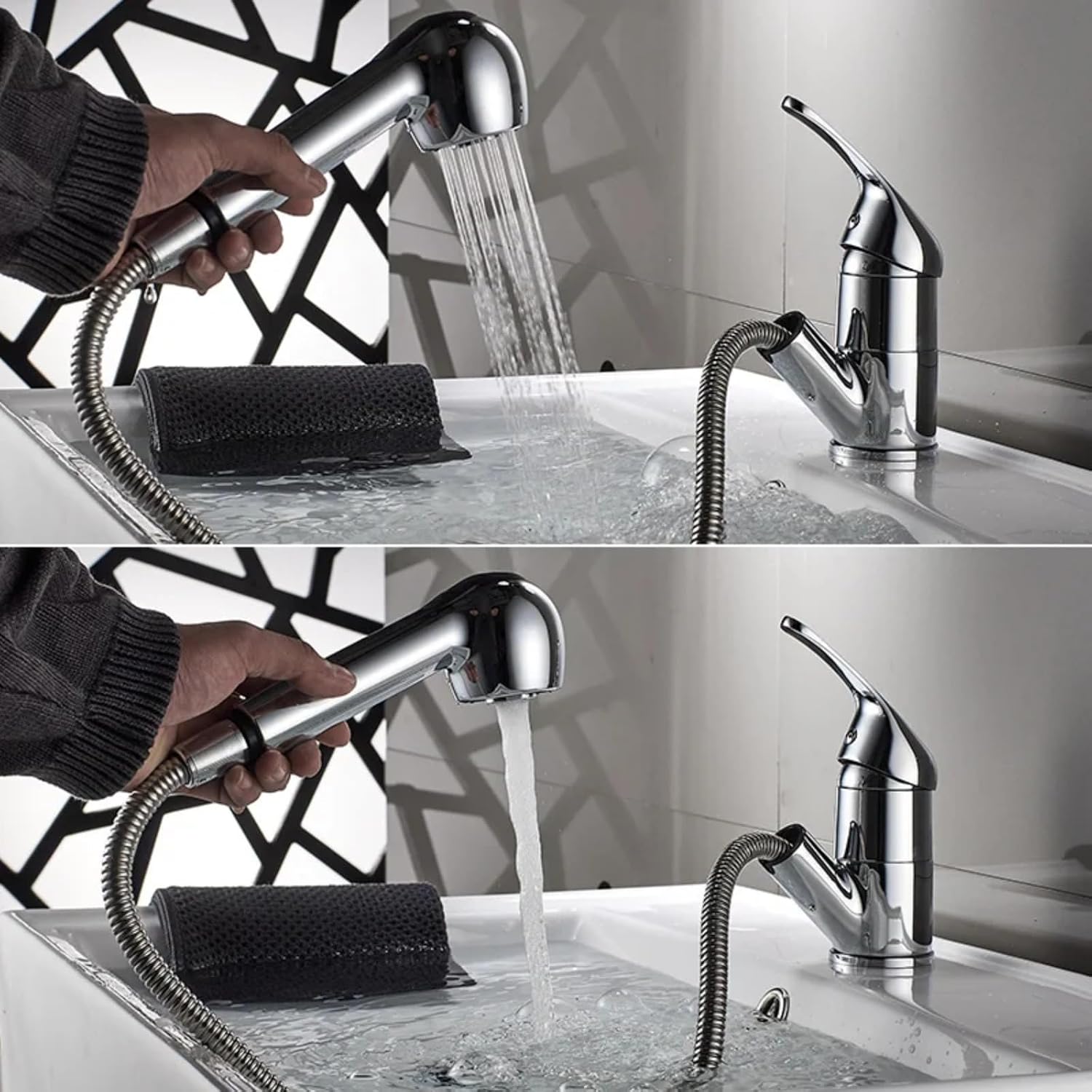Kitchen Sink Faucets, Single Lever Single Handle Pull Out Sprayer Rv Kitchen Faucet with Pull Down Sprayer (Chrome)