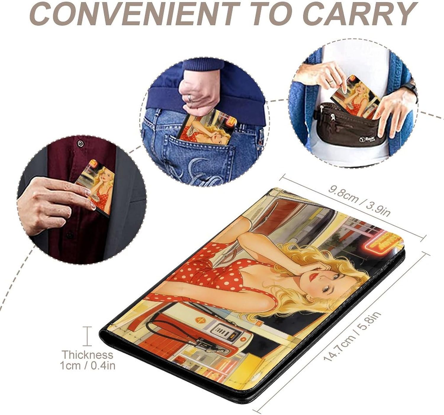 Vintage Pinup Woman Passport Holder Cover Wallet with Card Slot Travel Accessories Documents Organizer Protector