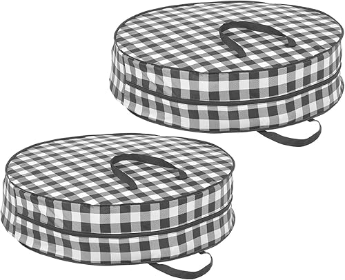 Miniatura 7 de mDesign Contenedor redondo de almacenamiento de corona de 30 pulgadas con asas, bolsa de almacenamiento de corona de Navidad de tela, protector,